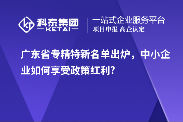 廣東省專精特新名單出爐，中小企業(yè)如何享受政策紅利?