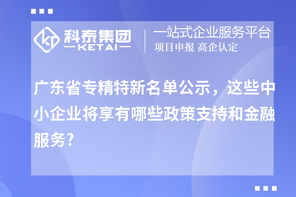 廣東省專精特新名單公示，這些中小企業(yè)將享有哪些政策支持和金融服務(wù)?