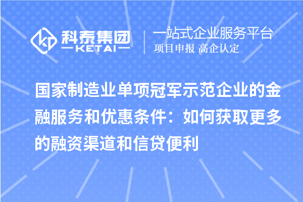 國家制造業(yè)單項(xiàng)冠軍示范企業(yè)的金融服務(wù)和優(yōu)惠條件：如何獲取更多的融資渠道和信貸便利