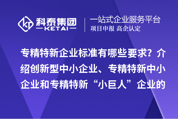 專(zhuān)精特新企業(yè)標(biāo)準(zhǔn)有哪些要求？介紹創(chuàng)新型中小企業(yè)、專(zhuān)精特新中小企業(yè)和專(zhuān)精特新“小巨人”企業(yè)的評(píng)價(jià)和認(rèn)定標(biāo)準(zhǔn)