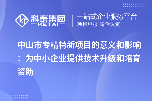 中山市專精特新項目的意義和影響：為中小企業(yè)提供技術(shù)升級和培育資助