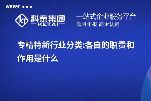 專精特新行業(yè)分類:各自的職責(zé)和作用是什么