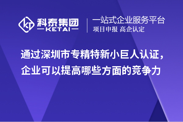 通過深圳市專精特新小巨人認(rèn)證，企業(yè)可以提高哪些方面的競爭力