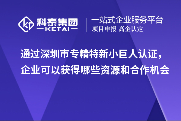 通過深圳市專精特新小巨人認(rèn)證，企業(yè)可以獲得哪些資源和合作機(jī)會