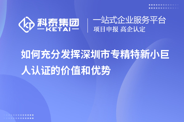 如何充分發(fā)揮深圳市專精特新小巨人認(rèn)證的價值和優(yōu)勢