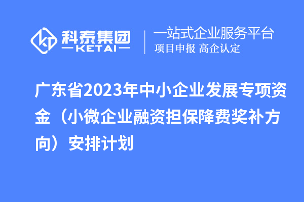 廣東省2023年中小企業(yè)發(fā)展專項(xiàng)資金（小微企業(yè)融資擔(dān)保降費(fèi)獎補(bǔ)方向）安排計(jì)劃