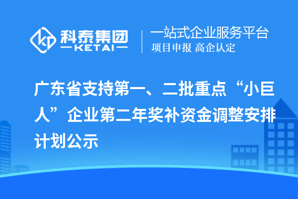 廣東省支持第一、二批重點(diǎn)“小巨人”企業(yè)第二年獎(jiǎng)補(bǔ)資金調(diào)整安排計(jì)劃公示