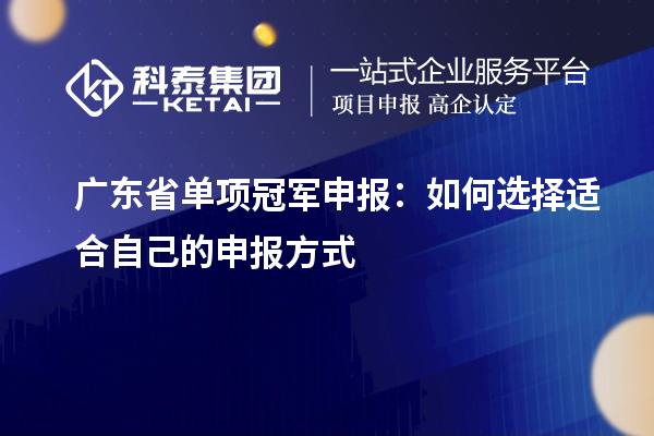 廣東省單項冠軍申報：如何選擇適合自己的申報方式