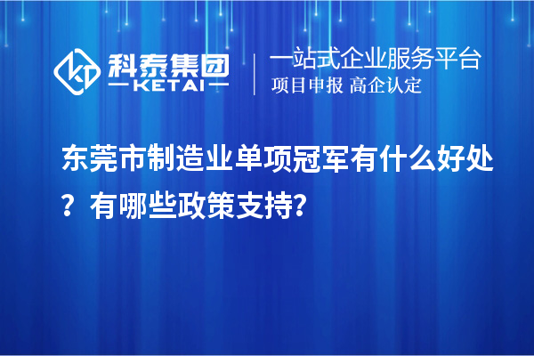 東莞市制造業(yè)單項(xiàng)冠軍有什么好處？有哪些政策支持？