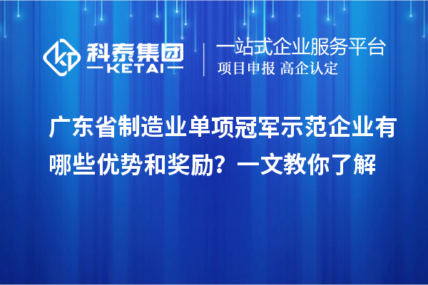 廣東省制造業(yè)單項(xiàng)冠軍示范企業(yè)有哪些優(yōu)勢(shì)和獎(jiǎng)勵(lì)？一文教你了解