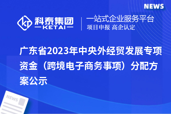 廣東省2023年中央外經(jīng)貿(mào)發(fā)展專項資金（跨境電子商務(wù)事項）分配方案公示