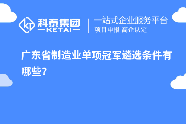 廣東省制造業(yè)單項(xiàng)冠軍遴選條件有哪些？