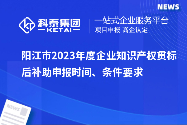 陽江市2023年度企業(yè)知識(shí)產(chǎn)權(quán)貫標(biāo)后補(bǔ)助申報(bào)時(shí)間、條件要求