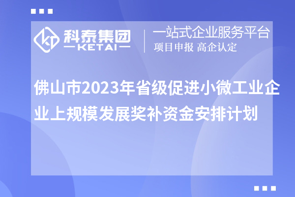 佛山市2023年省級(jí)促進(jìn)小微工業(yè)企業(yè)上規(guī)模發(fā)展獎(jiǎng)補(bǔ)資金安排計(jì)劃