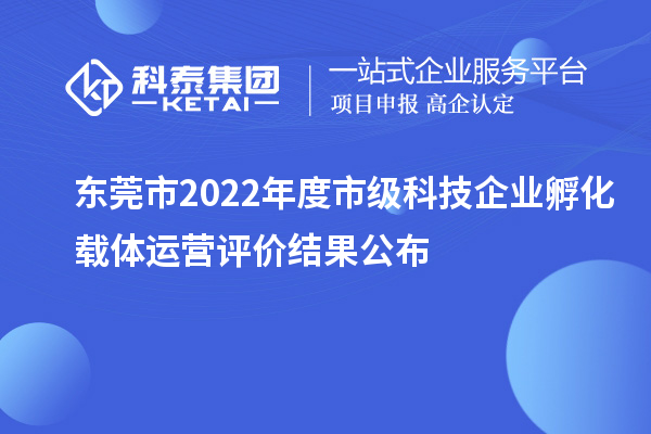 東莞市2022年度市級(jí)科技企業(yè)孵化載體運(yùn)營(yíng)評(píng)價(jià)結(jié)果公布