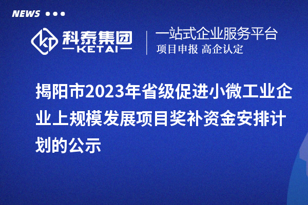 揭陽市2023年省級促進(jìn)小微工業(yè)企業(yè)上規(guī)模發(fā)展項(xiàng)目獎補(bǔ)資金安排計(jì)劃的公示