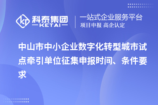 中山市中小企業(yè)數(shù)字化轉(zhuǎn)型城市試點(diǎn)牽引單位征集申報(bào)時(shí)間、條件要求