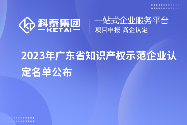 2023年廣東省知識產(chǎn)權(quán)示范企業(yè)認(rèn)定名單公布