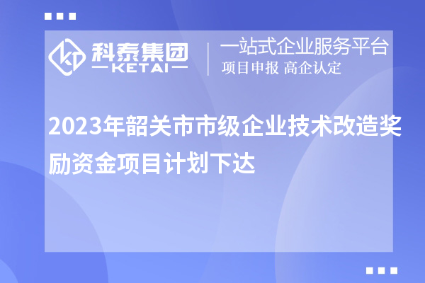 2023年韶關(guān)市市級企業(yè)技術(shù)改造獎勵資金項目計劃下達