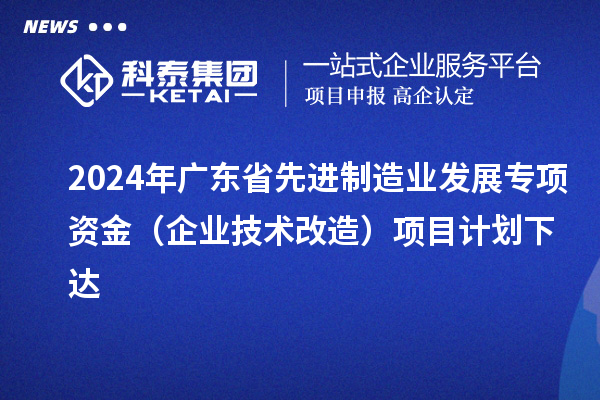 2024年廣東省先進(jìn)制造業(yè)發(fā)展專項(xiàng)資金（企業(yè)技術(shù)改造）項(xiàng)目計(jì)劃下達(dá)