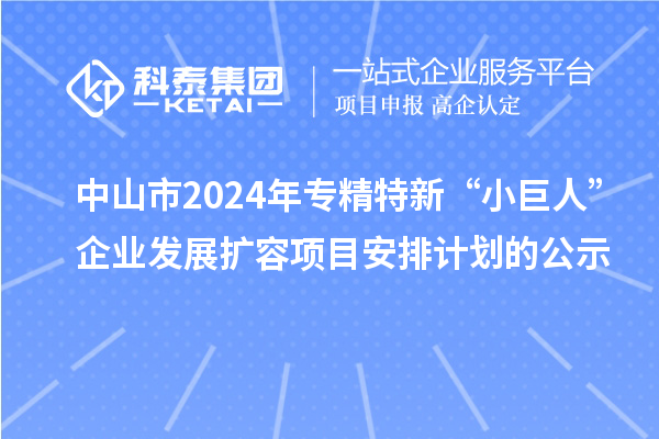 中山市2024年專精特新“小巨人”企業(yè)發(fā)展擴(kuò)容項目安排計劃的公示