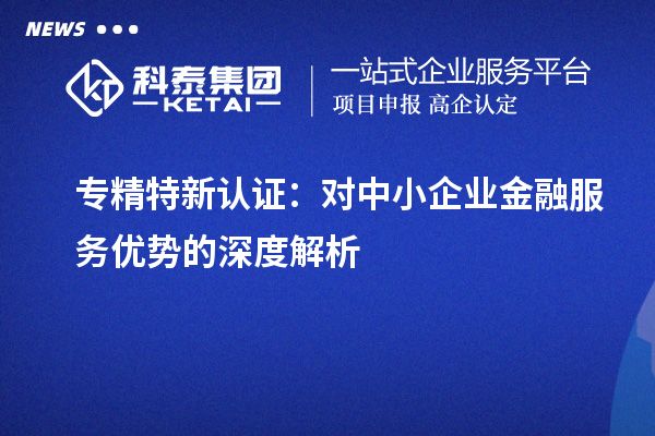 專精特新認(rèn)證：對中小企業(yè)金融服務(wù)優(yōu)勢的深度解析