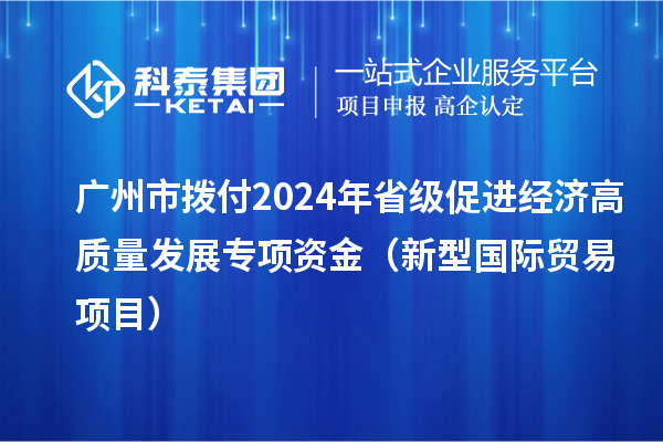 廣州市撥付2024年省級促進經(jīng)濟高質量發(fā)展專項資金（新型國際貿易項目）