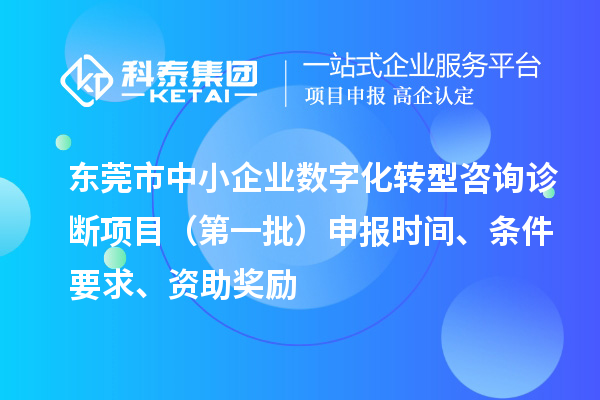 東莞市中小企業(yè)數(shù)字化轉(zhuǎn)型咨詢診斷項目（第一批）申報時間、條件要求、資助獎勵