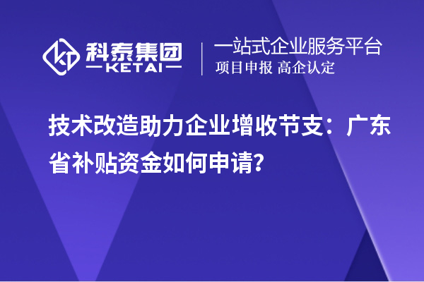 技術(shù)改造助力企業(yè)增收節(jié)支：廣東省補貼資金如何申請？