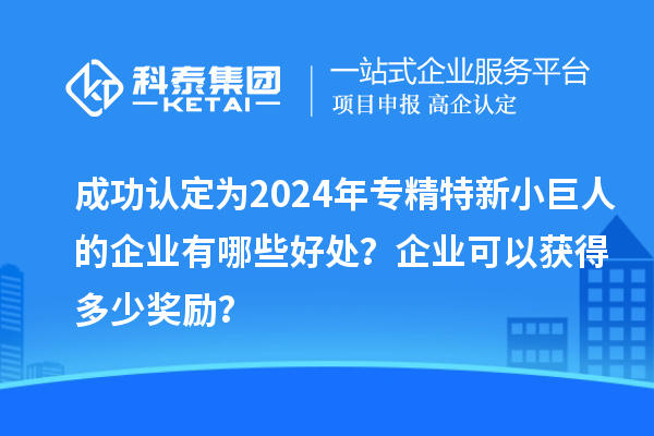 成功認定為2024年專精特新小巨人的企業(yè)有哪些好處？企業(yè)可以獲得多少獎勵？