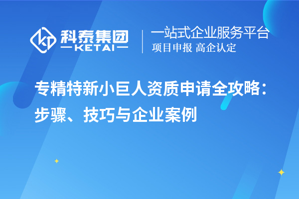 專精特新小巨人資質(zhì)申請(qǐng)全攻略：步驟、技巧與企業(yè)案例