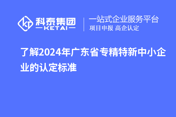 了解2024年廣東省專精特新中小企業(yè)的認定標準