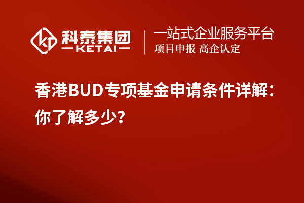 香港BUD專項基金申請條件詳解：你了解多少？