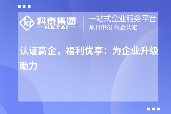 認證高企，福利優(yōu)享：為企業(yè)升級助力