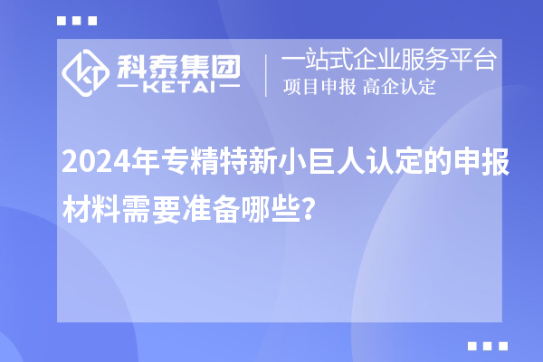 2024年專精特新小巨人認定的申報材料需要準(zhǔn)備哪些？