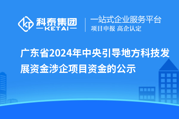 廣東省2024年中央引導(dǎo)地方科技發(fā)展資金涉企項目資金的公示