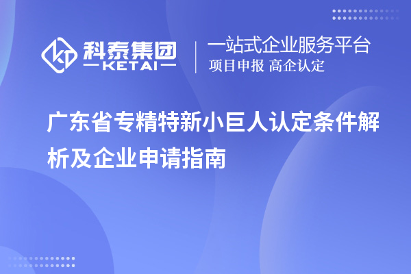 廣東省專精特新小巨人認定條件解析及企業(yè)申請指南