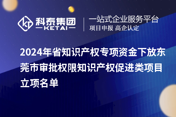 2024年省知識產(chǎn)權專項資金下放東莞市審批權限知識產(chǎn)權促進類項目立項名單