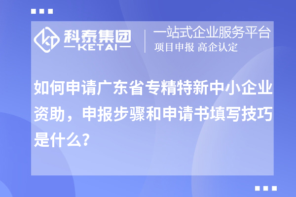 如何申請廣東省專精特新中小企業(yè)資助，申報步驟和申請書填寫技巧是什么？