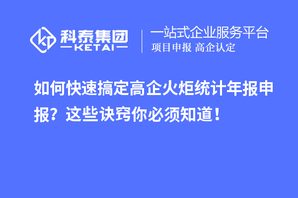 如何快速搞定高企火炬統(tǒng)計(jì)年報(bào)申報(bào)？這些訣竅你必須知道！