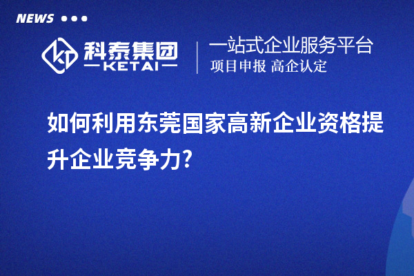 如何利用東莞國家高新企業(yè)資格提升企業(yè)競爭力?