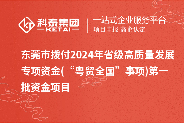 東莞市撥付2024年省級高質(zhì)量發(fā)展專項資金(“粵貿(mào)全國”事項)第一批資金項目