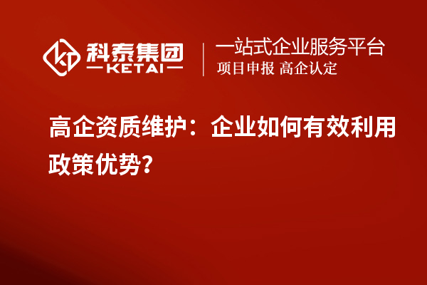 高企資質(zhì)維護(hù)：企業(yè)如何有效利用政策優(yōu)勢？