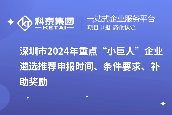 深圳市2024年重點(diǎn)“小巨人”企業(yè)遴選推薦申報(bào)時(shí)間、條件要求、補(bǔ)助獎(jiǎng)勵(lì)