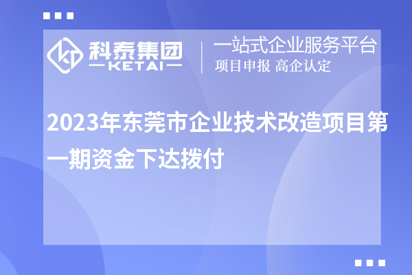 2023年東莞市企業(yè)技術改造項目第一期資金下達撥付