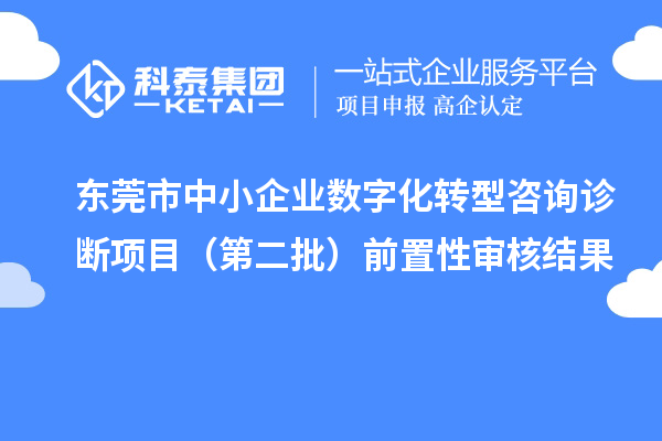 東莞市中小企業(yè)數(shù)字化轉(zhuǎn)型咨詢?cè)\斷項(xiàng)目（第二批）前置性審核結(jié)果