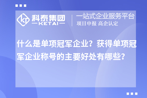 什么是單項(xiàng)冠軍企業(yè)？獲得單項(xiàng)冠軍企業(yè)稱號(hào)的主要好處有哪些？