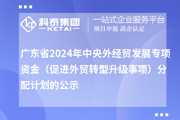 廣東省2024年中央外經(jīng)貿(mào)發(fā)展專項(xiàng)資金（促進(jìn)外貿(mào)轉(zhuǎn)型升級事項(xiàng)）分配計(jì)劃的公示