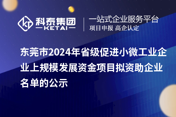 東莞市2024年省級(jí)促進(jìn)小微工業(yè)企業(yè)上規(guī)模發(fā)展資金項(xiàng)目擬資助企業(yè)名單的公示