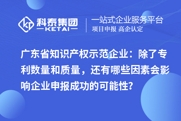 廣東省知識產(chǎn)權示范企業(yè)：除了專利數(shù)量和質量，還有哪些因素會影響企業(yè)申報成功的可能性？